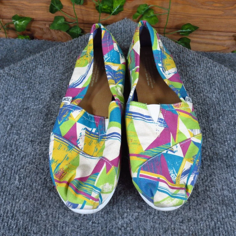 TOMS Alpargata Women Slip On Shoes Size 9 Everyday Geometric Abstract Multi